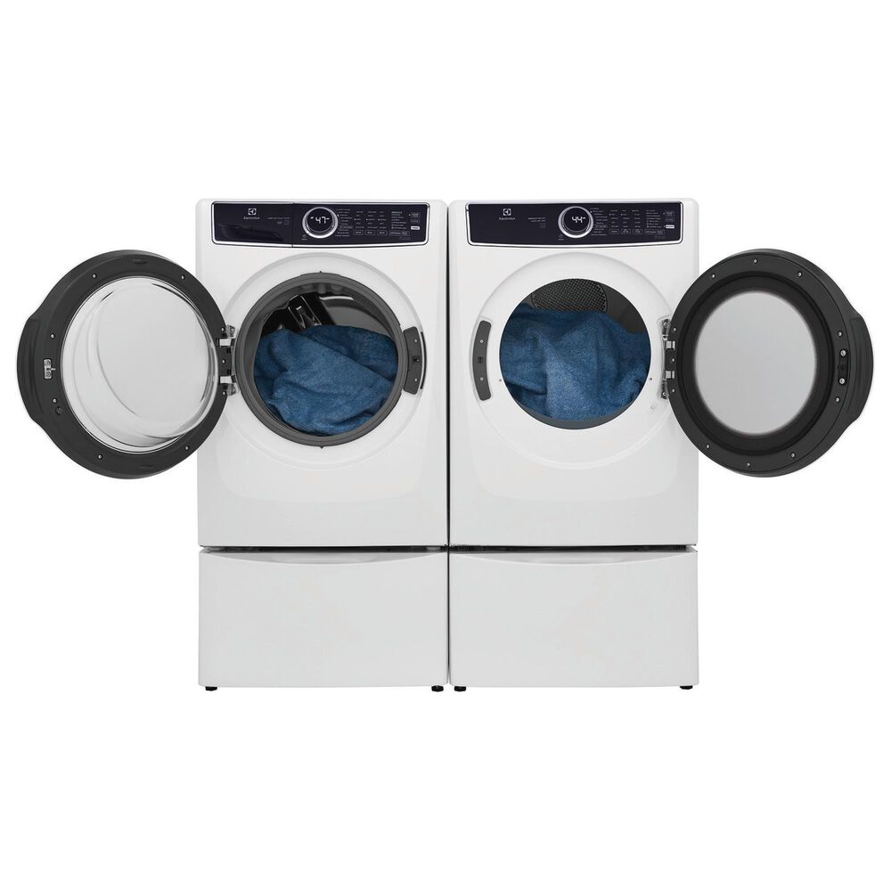 Electrolux 4.5 Cu. Ft. Front Load Washer and 8.0 Cu. Ft. Electric Dryer Laundry Pair with Pedestal in White, , large