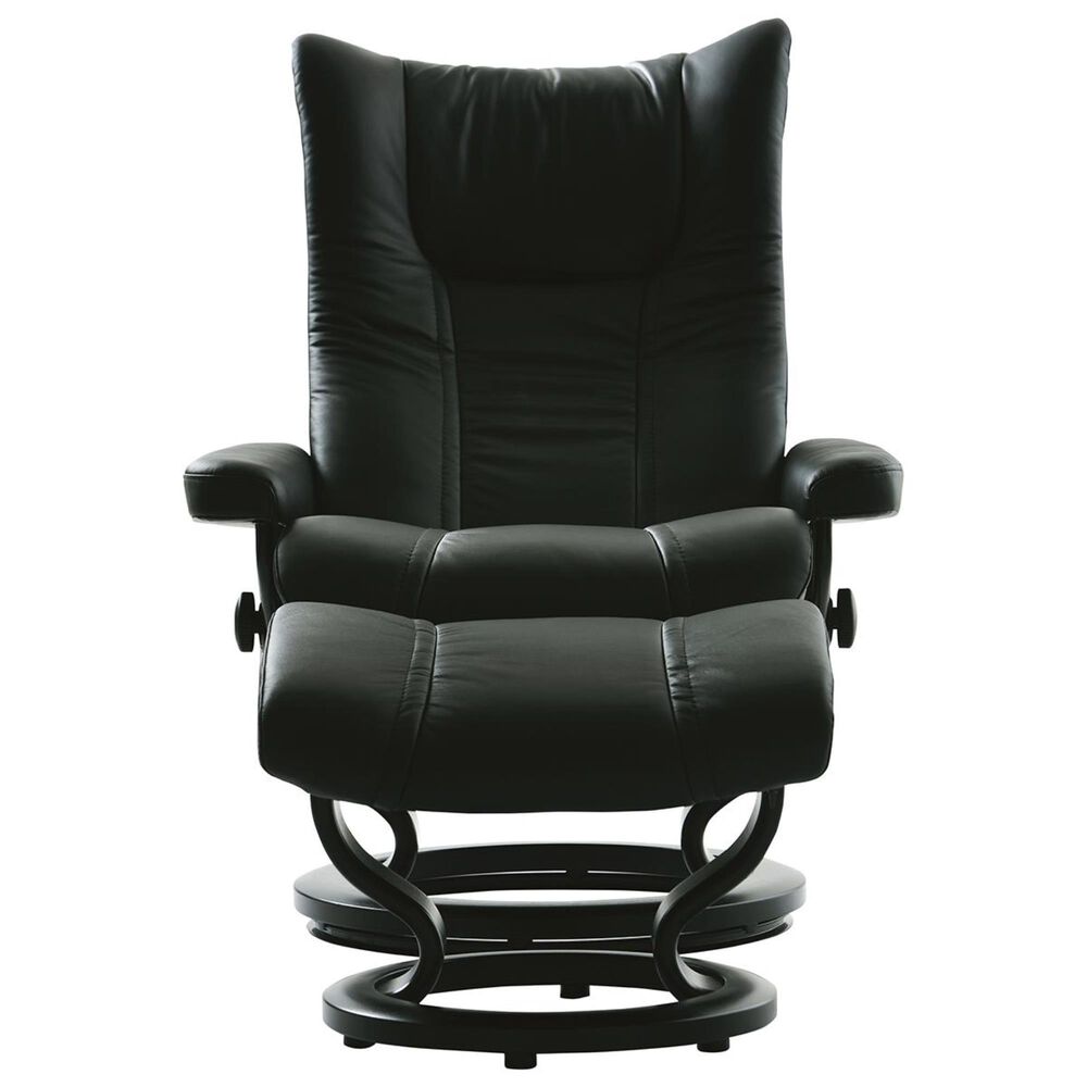 Stressless Large Chair and Ottoman in Paloma Black, , large