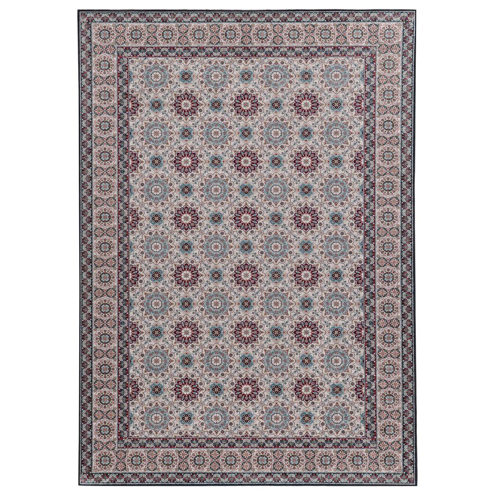 Linon Rugs Emerald EM14 5' x 7' Ivory and Raspberry Area Rug, , large