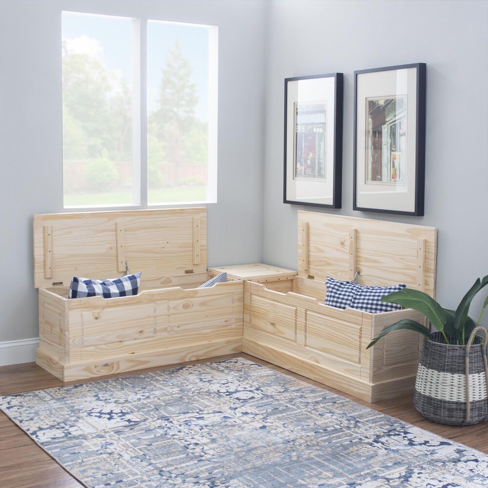 Linon Home Decor Tobin Backless Nook in Unfinished Natural, , large