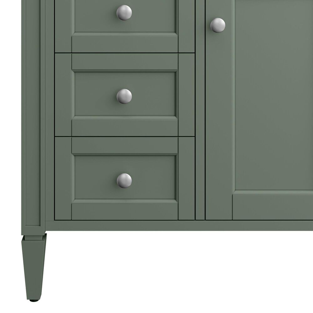 James Martin Vanities Brittany 30" Single Bathroom Vanity in Smokey Celadon with Single Hole 3 cm White Zeus Quartz Top and Rectangular Sink, , large