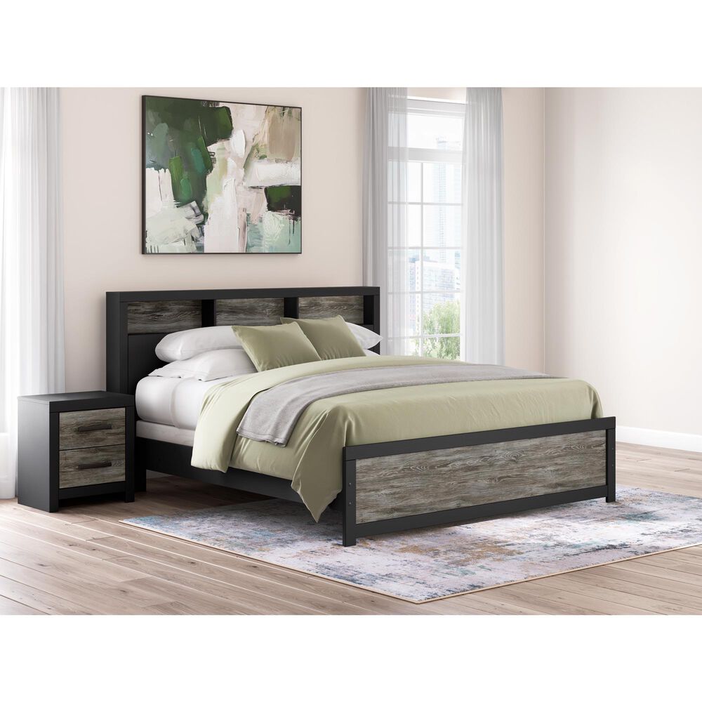 Ashley Broachmyn King LED Bookcase Bed in Black and Gray, , large