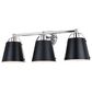 Vaxcel Barrington 3-Light Bathroom Vanity with Matte Black Shades in Chrome, , large