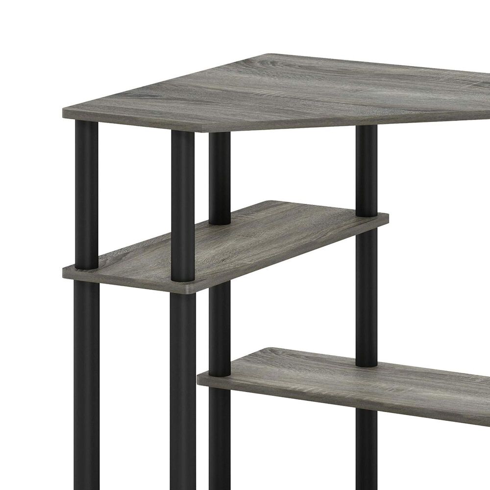 HOMLUX Multipurpose Corner Desk with Storage Shelves in French Oak Grey and Black, , large