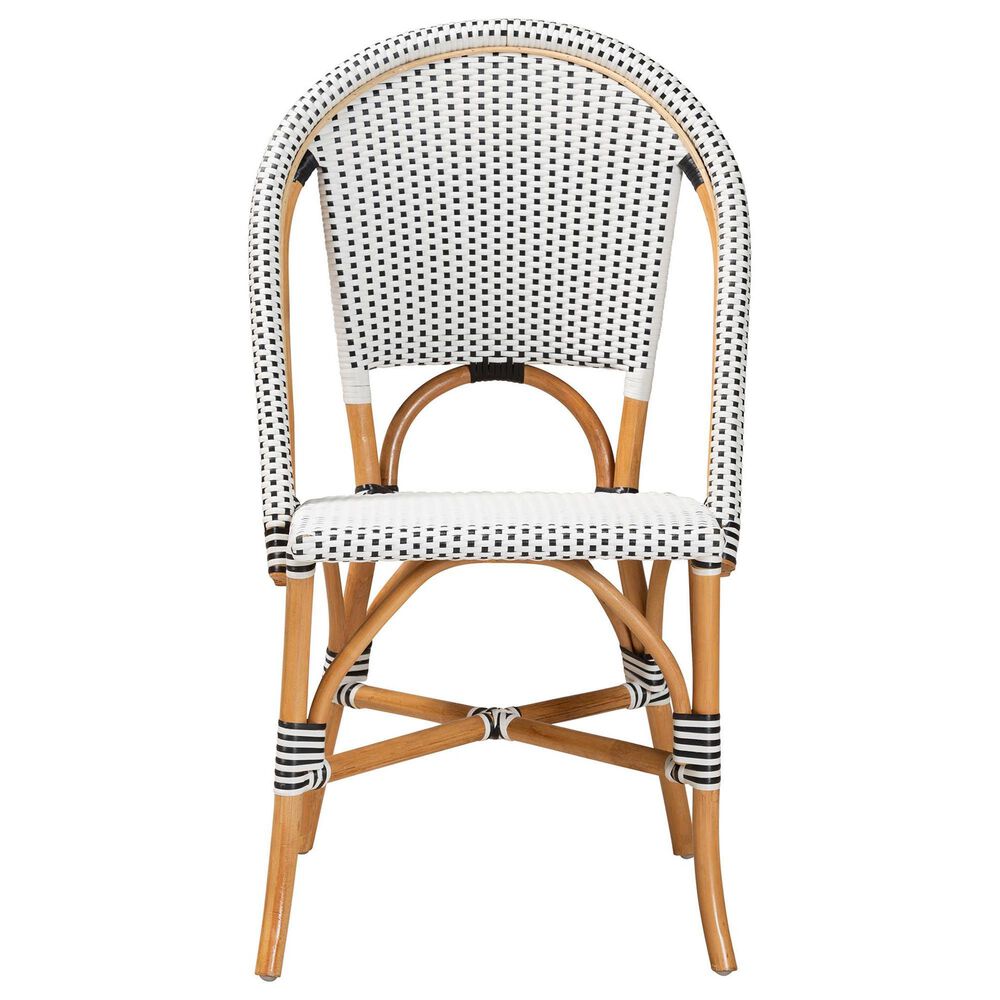 Baxton Studio Genica Side Chair in Black, White and Natural Brown, , large