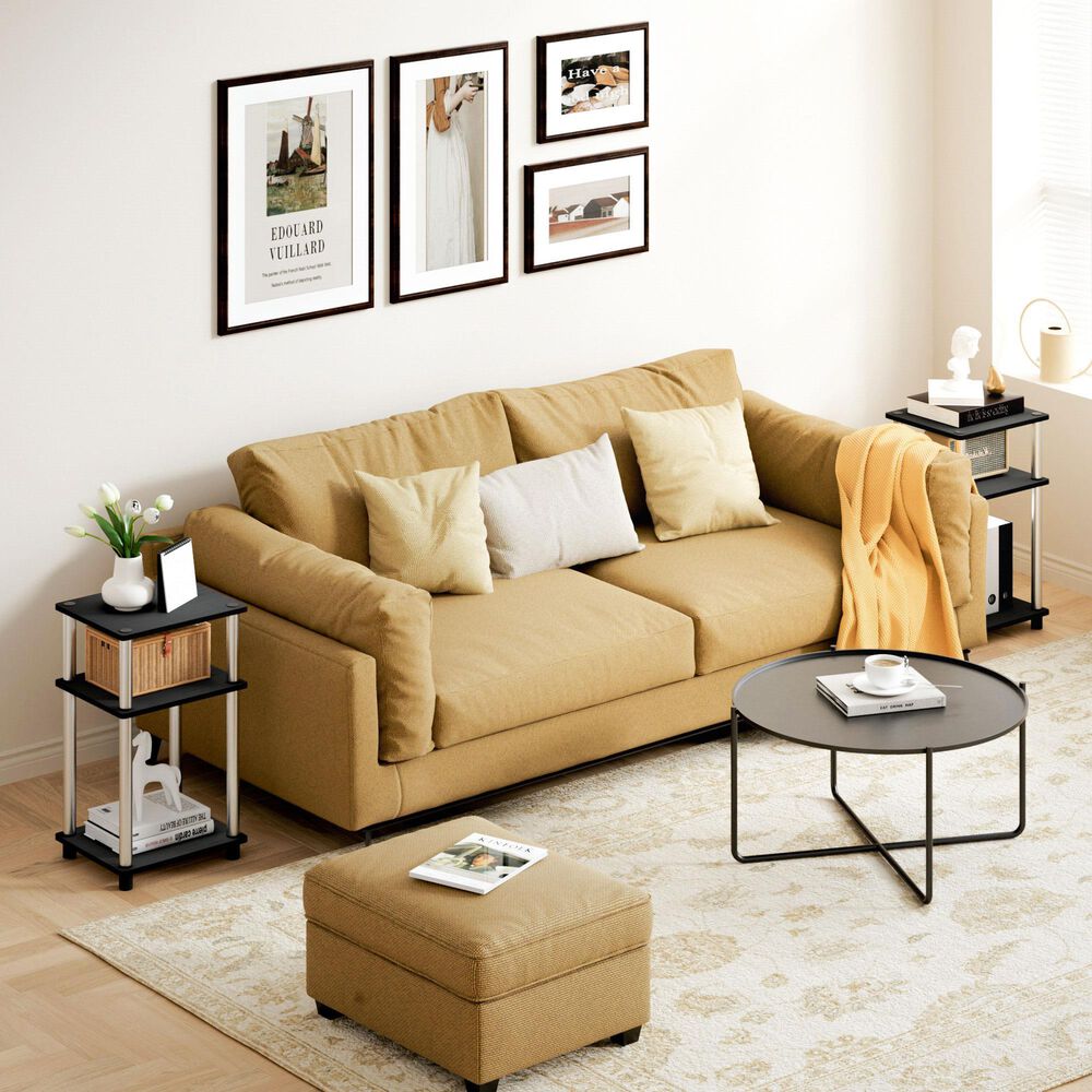 HOMLUX 3-Tier Turn-N-Tube End Table in Americano and Chrome (Set of 2), , large