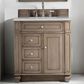 James Martin Bristol 30" Single Bathroom Vanity in Whitewashed Walnut with 3 cm Eternal Serena Quartz Top and Rectangle Sink, , large