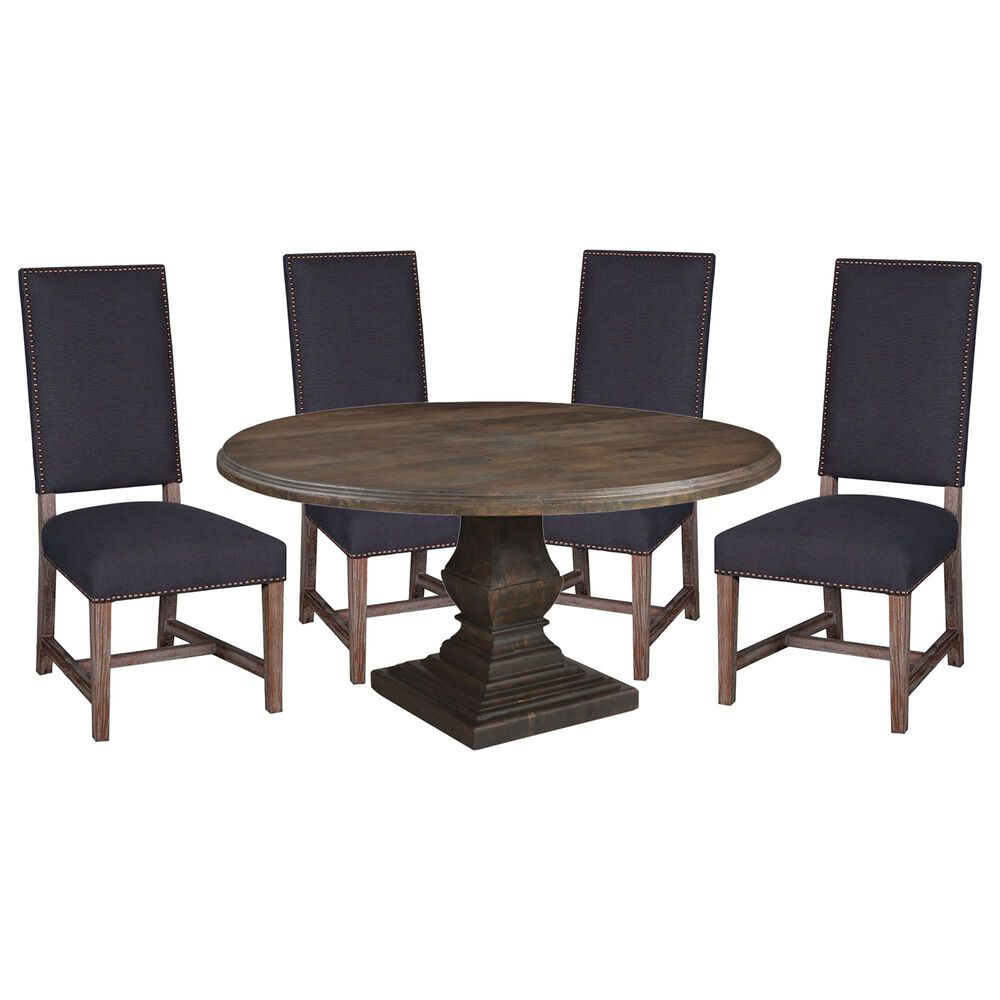 Home Trends & Design Nimes and Darcy 5-Piece Dining Set with Dark Grey Cushion in Weathered Mango and Driftwood, , large