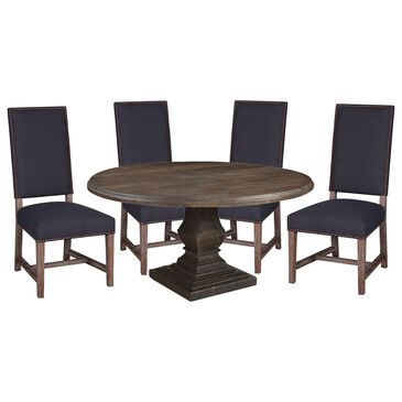 Home Trends & Design Nimes and Darcy 5-Piece Dining Set with Dark Grey Cushion in Weathered Mango and Driftwood, , large