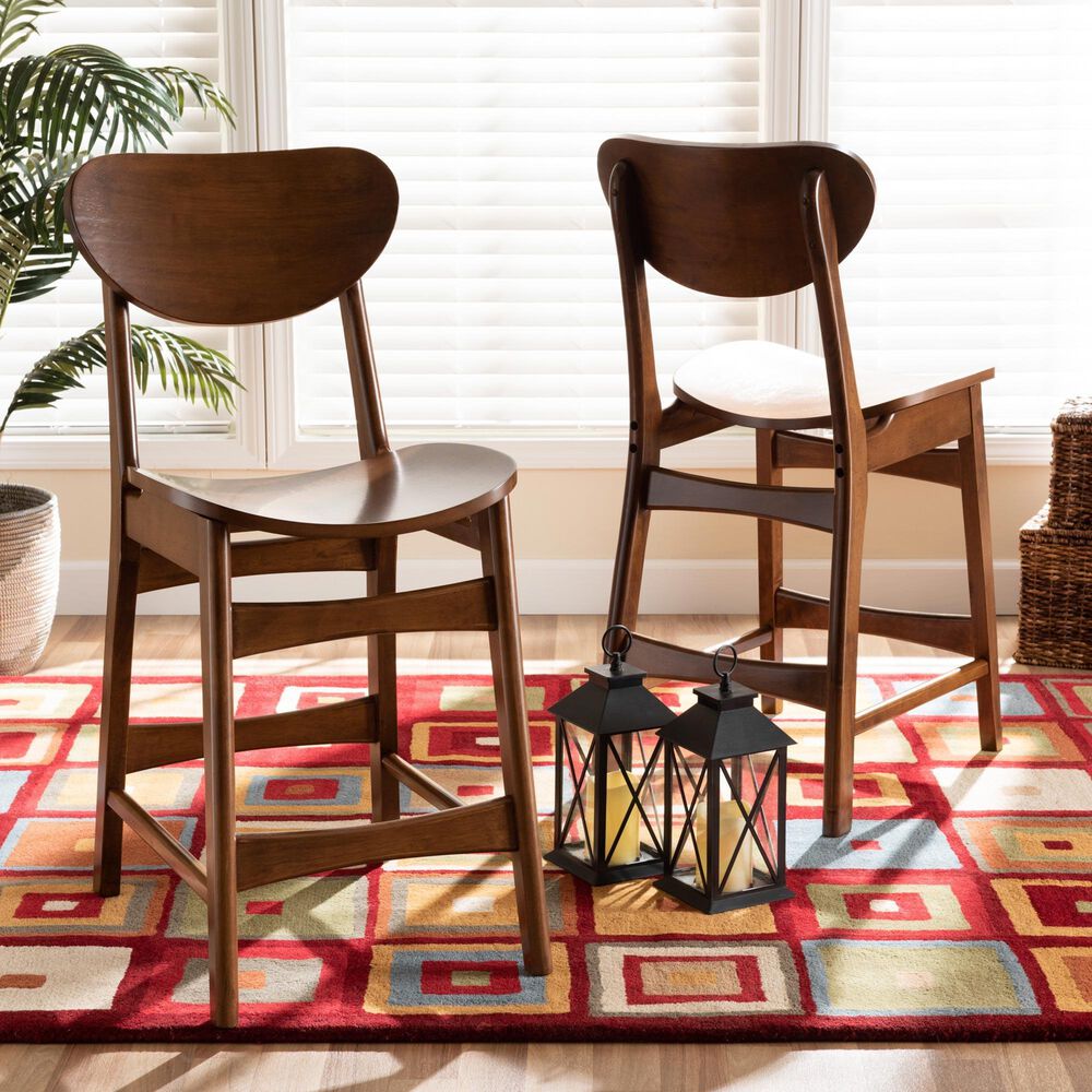 Baxton Studio Katya Counter Stool in Walnut Brown (Set of 2), , large