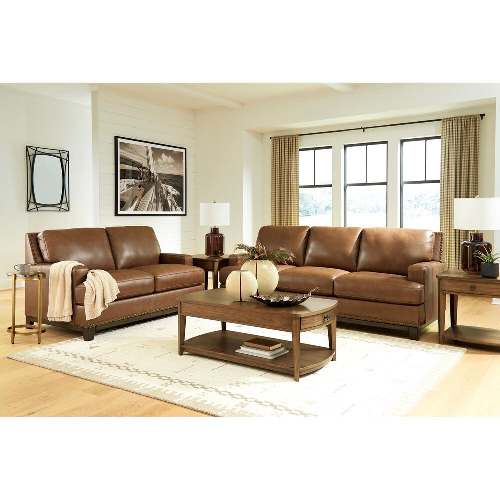 Ashley Saonara Stationary Sofa and Loveseat Set in Amber, , large