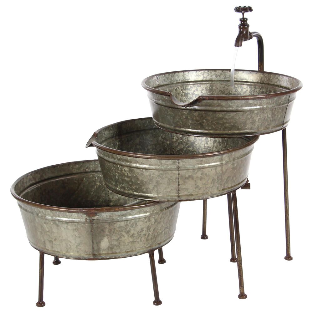 Maple and Jade 26&quot; Farmhouse 3-Tier Tub Fountain in Gray, , large