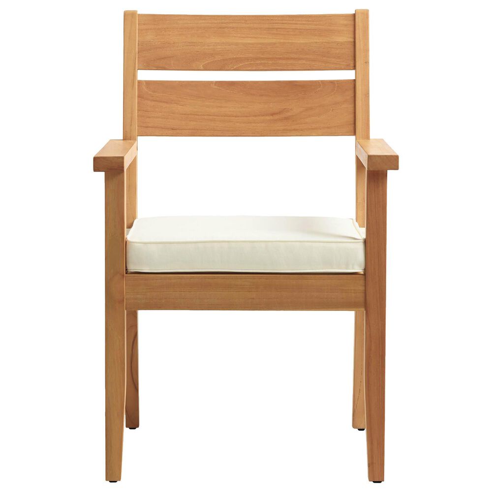 Linon Home Decor Carenen Patio Arm Chair with Antique White Cushion in Natural, , large