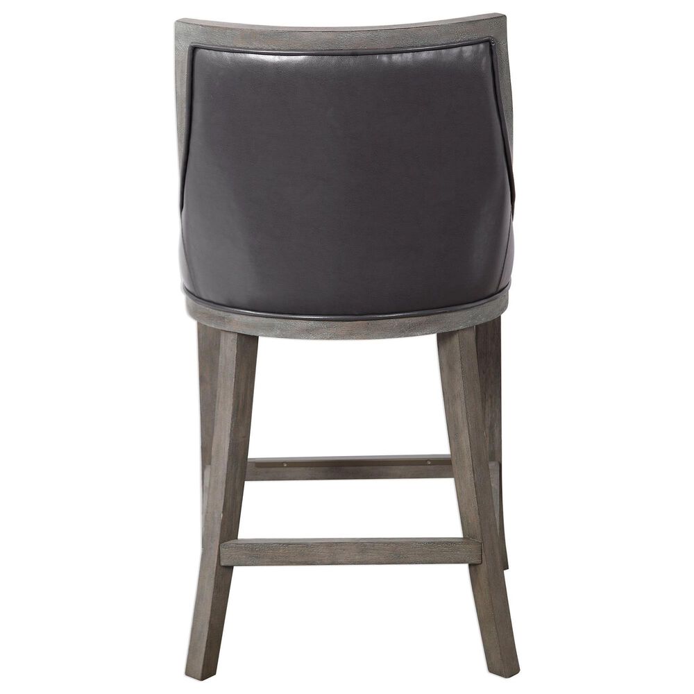Uttermost Elowen 26&quot; Counter Stool in Black with Dark wood, , large