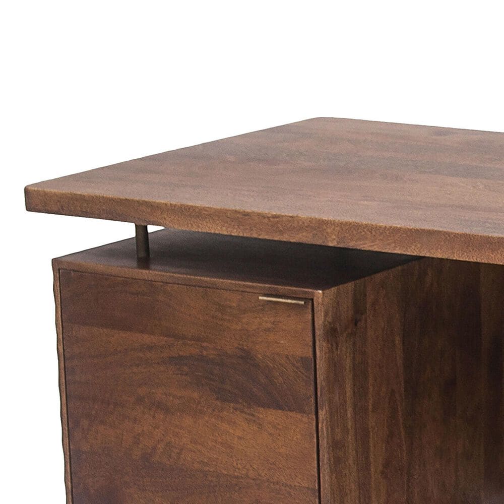 Home Trends &amp; Design Santa Cruz Executive Desk in Walnut and Antique Gold, , large