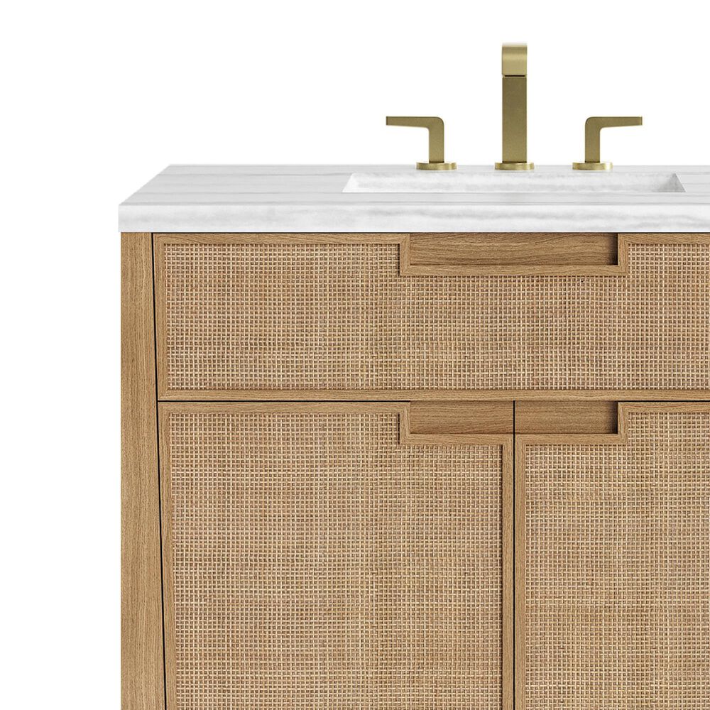 James Martin Vanities Solene 36&quot; Single Bathroom Vanity in Seaside Oak with 3 cm Arctic Fall Solid Surface Top and Rectangular Sink, , large