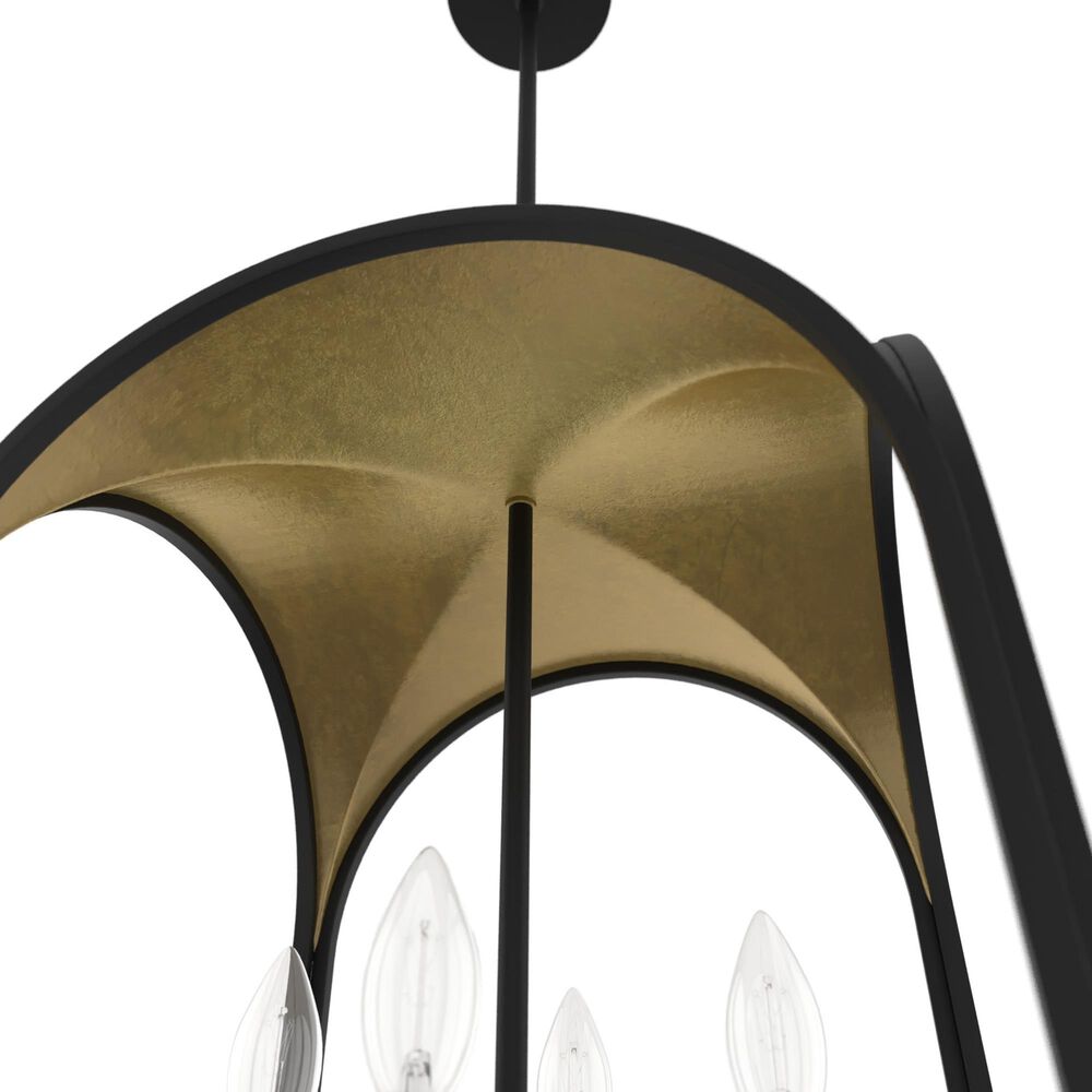 Hunter Dukestown 15" 4-Light Lantern Pendant in Natural Iron and Gold Leaf, , large