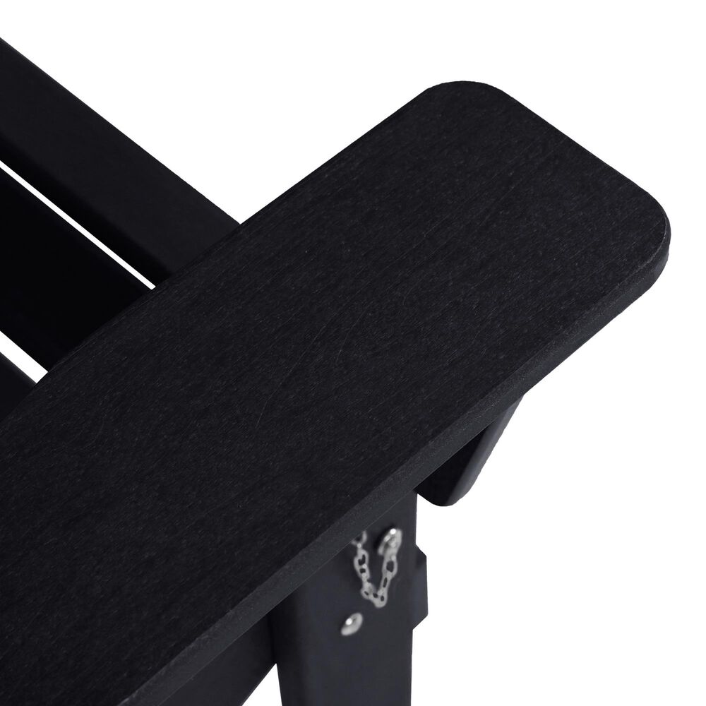 Hearth and Haven 3-Piece Outdoor Folding Adirondack Chair Set with Side Table in Black, , large