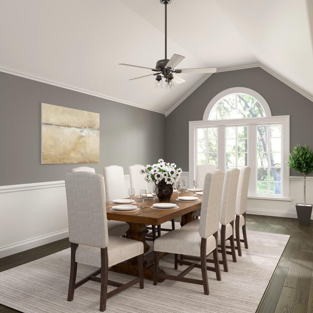 Hunter Hartland 52&quot; Clear Seeded Ceiling Fan with LED Lights in Noble Bronze, , large