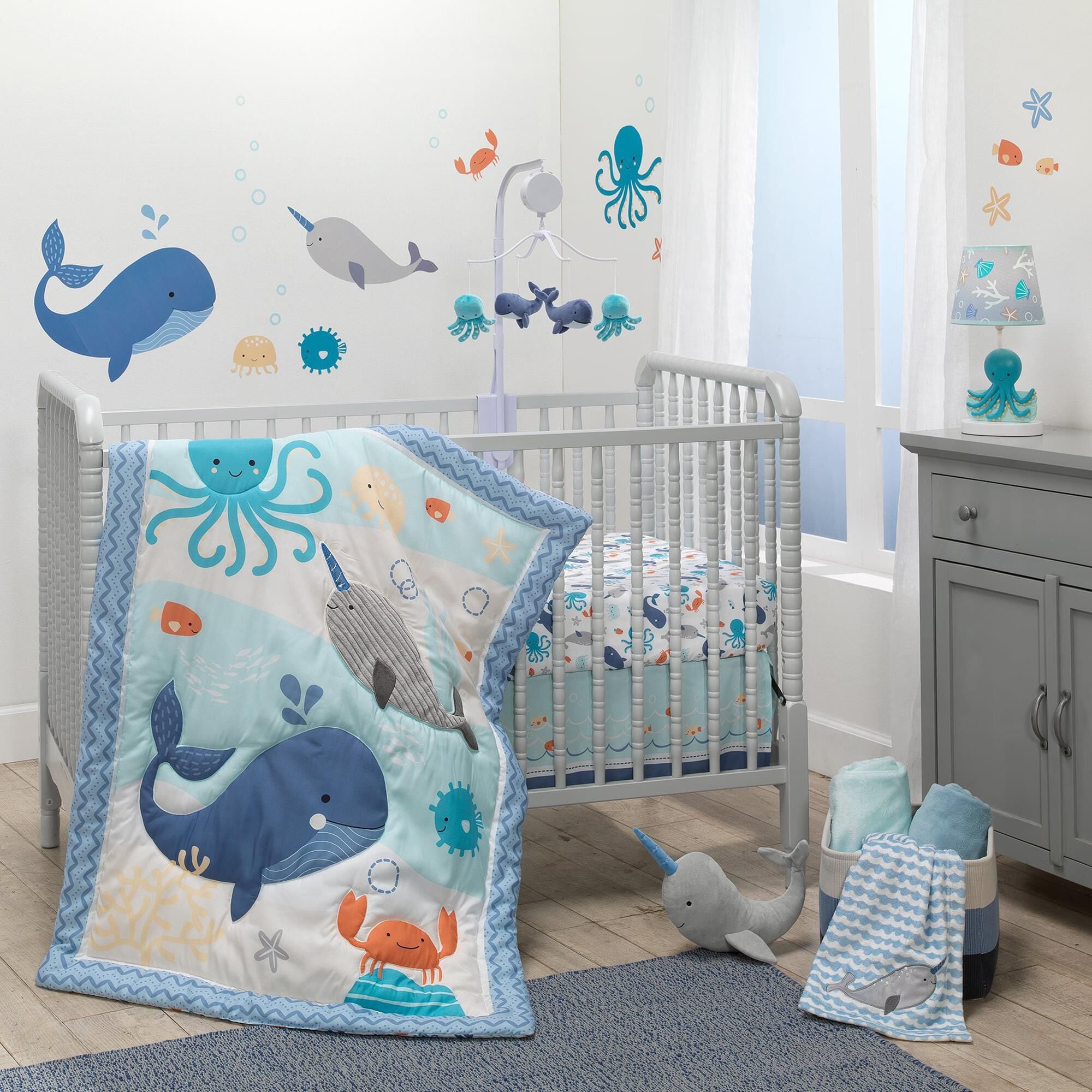 Whale crib bumper discount