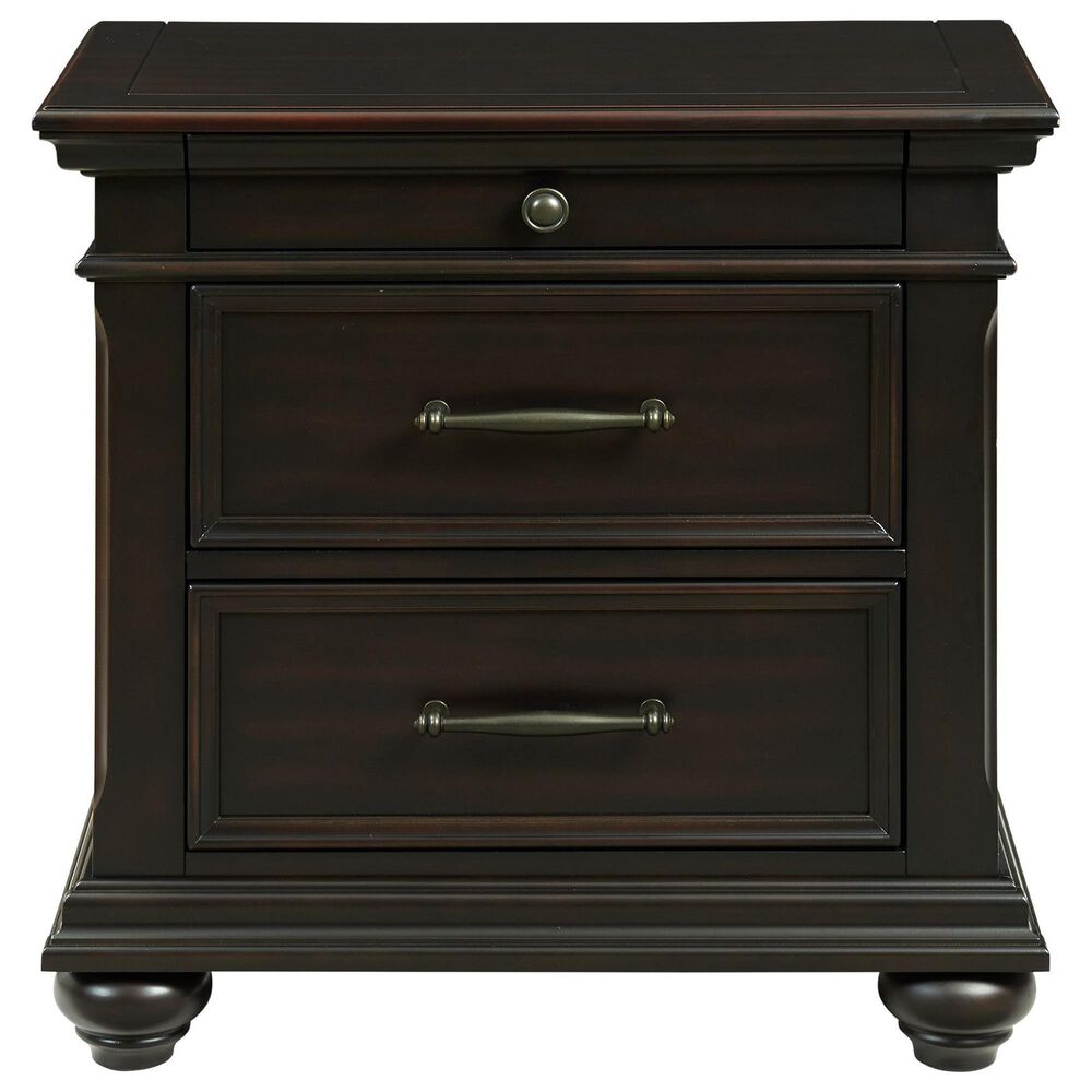 Mayberry Hill Slater 3-Drawer Nightstand with USB in Black, , large