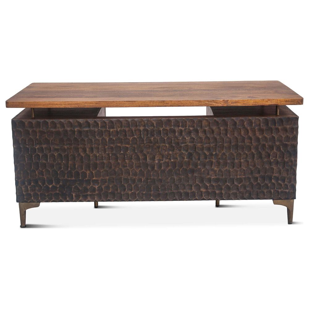 Home Trends &amp; Design Santa Cruz Executive Desk in Walnut and Antique Gold, , large