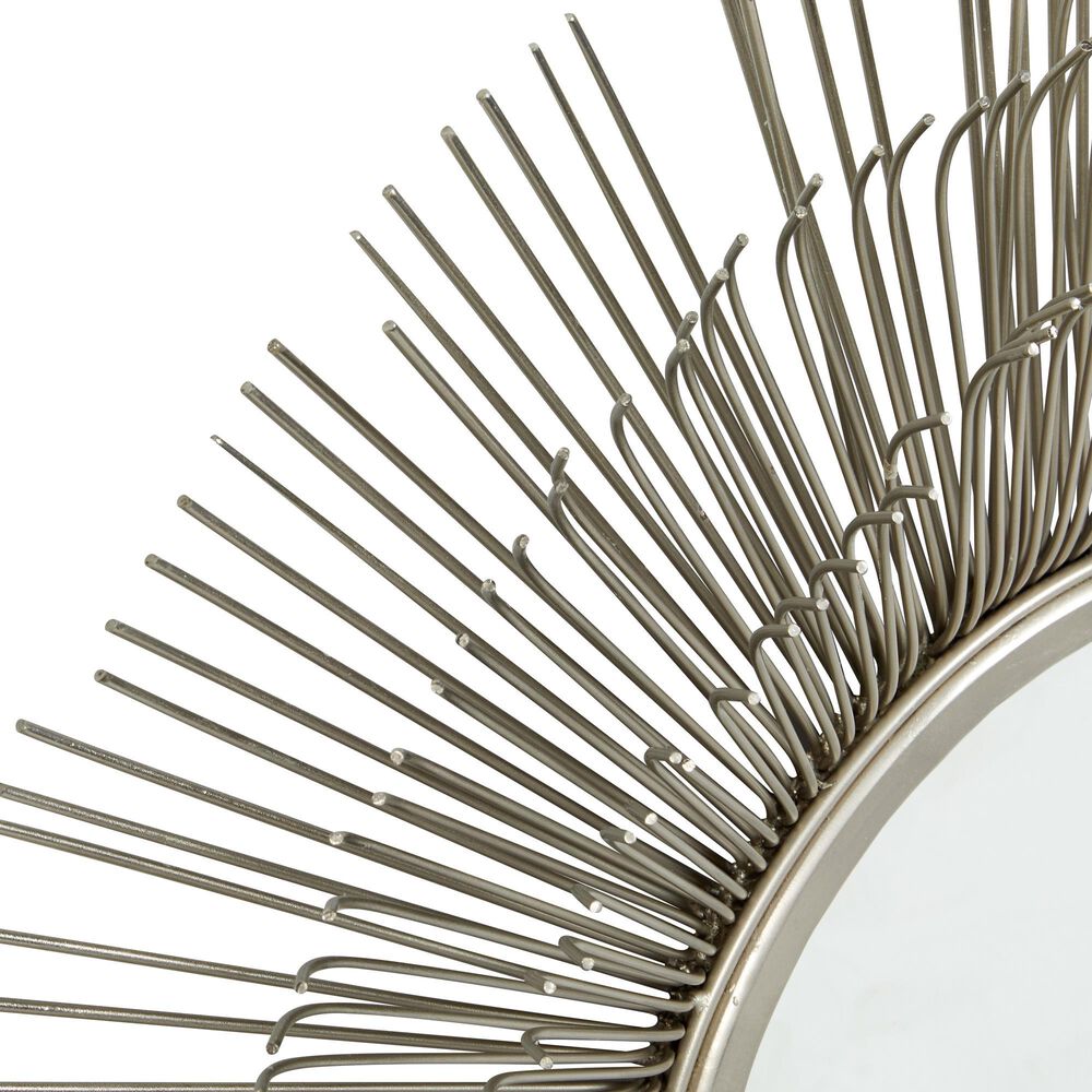 Maple and Jade 29&quot; Round Wall Mirror in Distressed Silver, , large