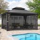 HOMLUX 14-ft x 12-ft Aluminum Permanent Outdoor Gazebo Gray Gazebo with Hardtop Roof (Screen Included), , large