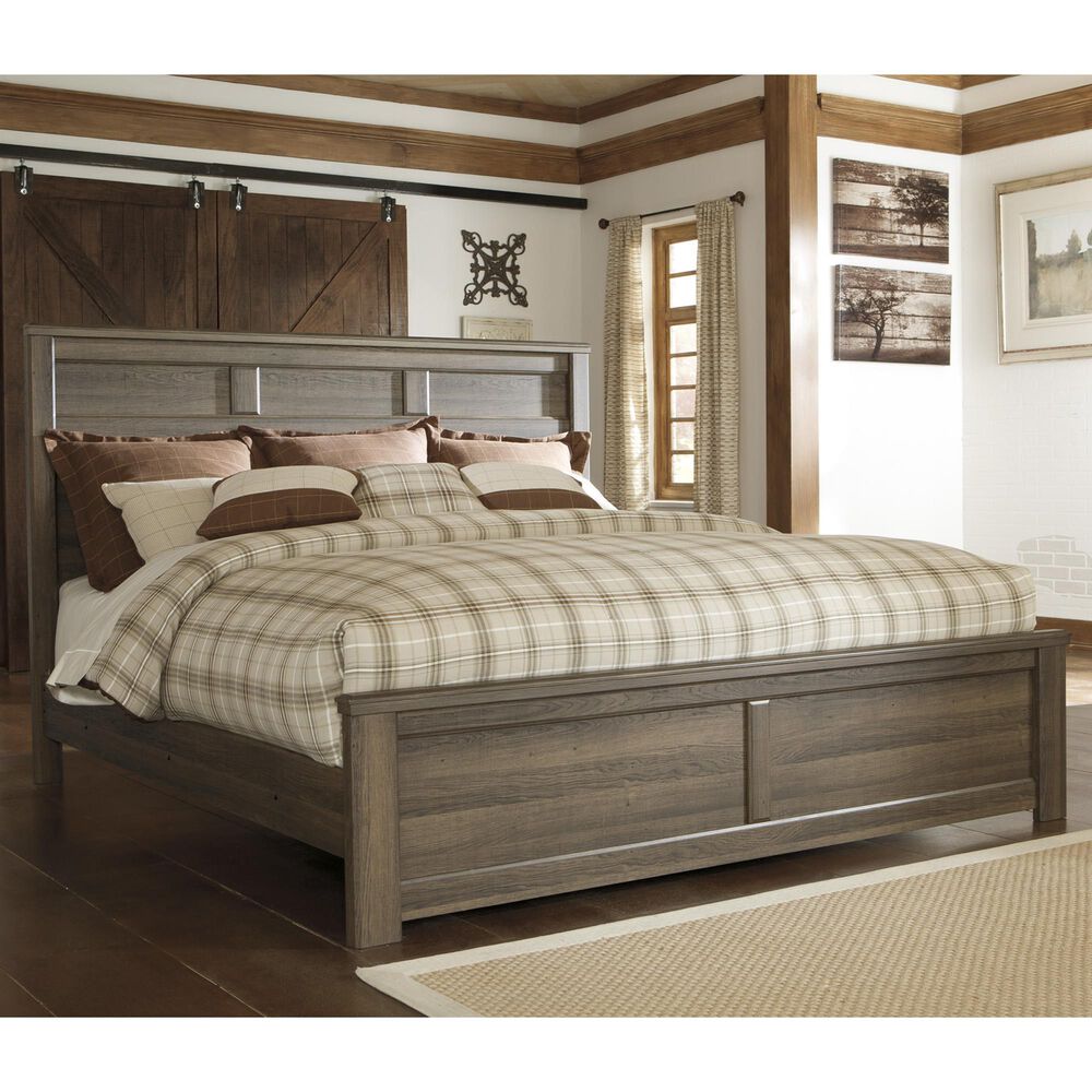Ashley Juararo King Panel Bed in Dark Brown, , large