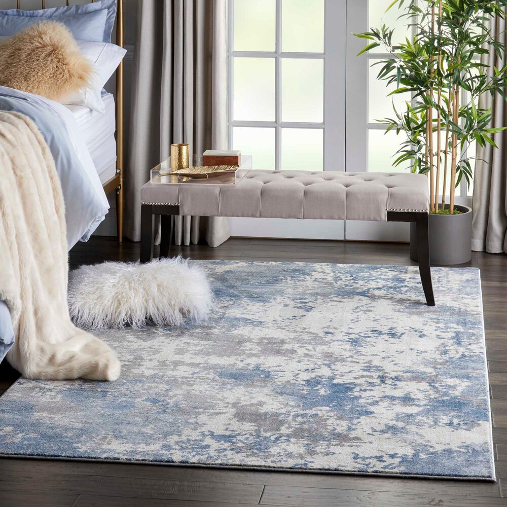 Nourison Rustic Textures RUS08 Grey and Blue 3&#39;11&quot; x 5&#39;11&quot; Area Rug, , large