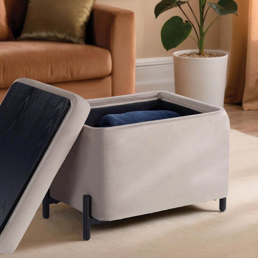 Lifestyle Solutions Kona Small Storage Ottoman in Taupe, , large