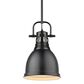Golden Lighting Duncan Small Pendant with Rod in Matte Black, , large