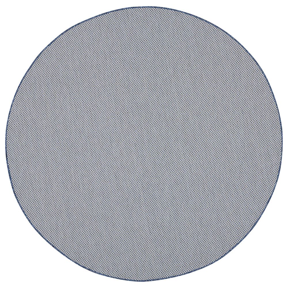 Nourison Courtyard Ivory and Blue 6" Round Indoor/Outdoor Area Rug, , large