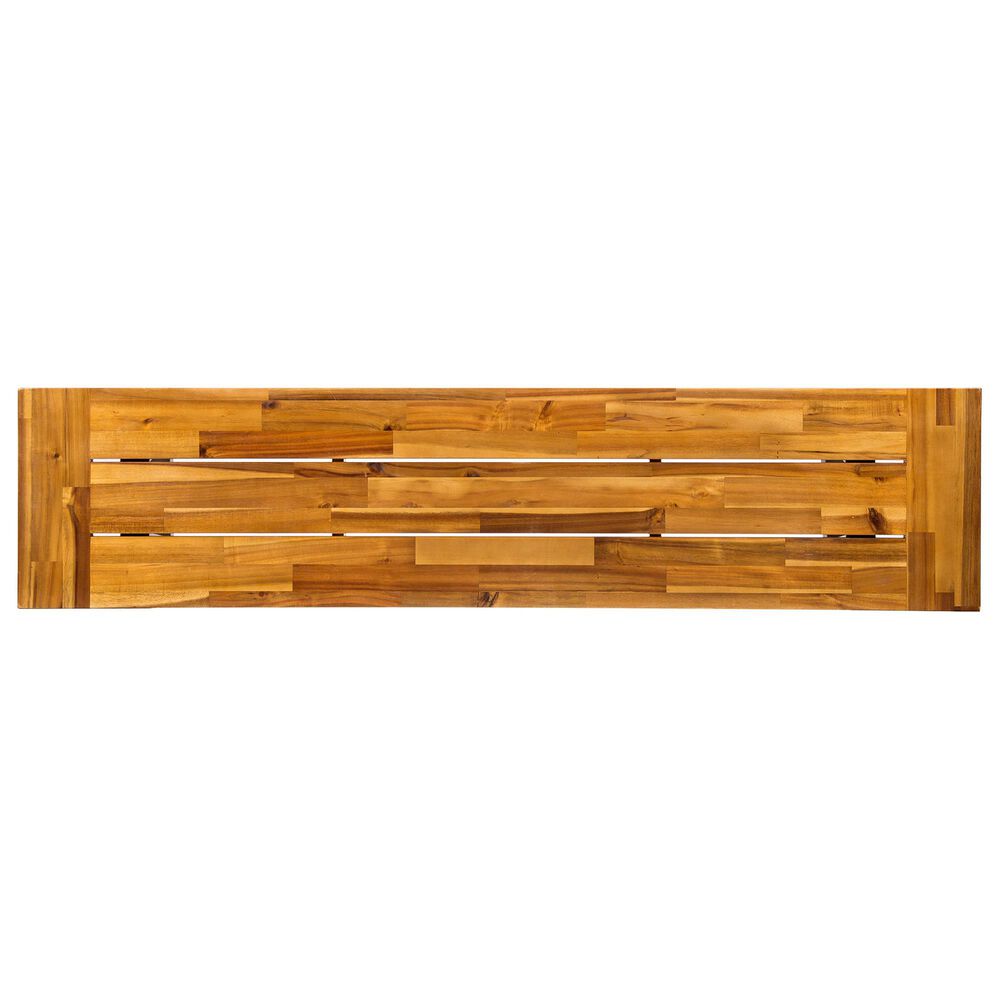 Hearth and Haven Outdoor Dining Backless Bench in Teak and Black, , large