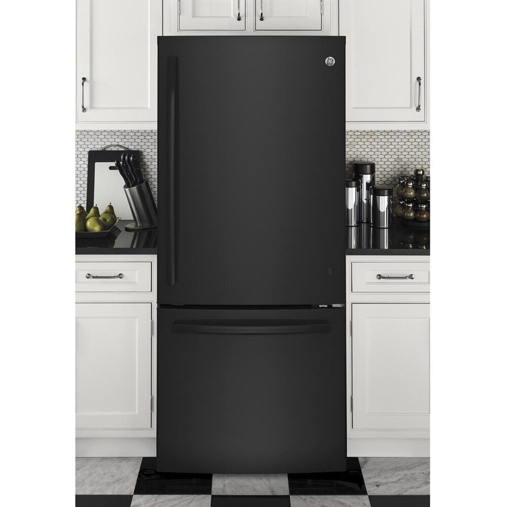 GE Appliances 20.9 Cu. Ft. Bottom Freezer Refrigerator in Black, , large