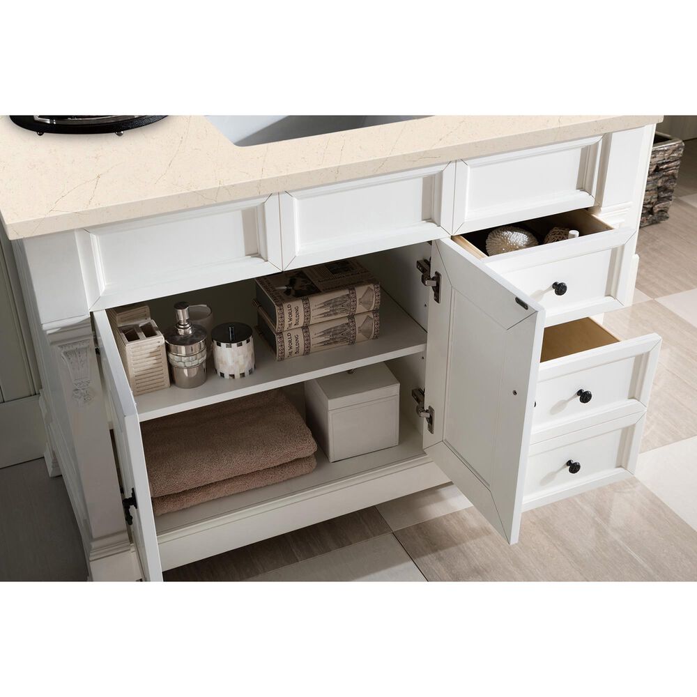 James Martin Vanities Brookfield 48&quot; Single Bathroom Vanity in Bright White with 3 cm Eternal Marfil Quartz Top and Rectangle Sink, , large