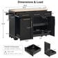 HOMLUX 59.3"" Kitchen Island with Trash Can Storage in Black and Natural, , large