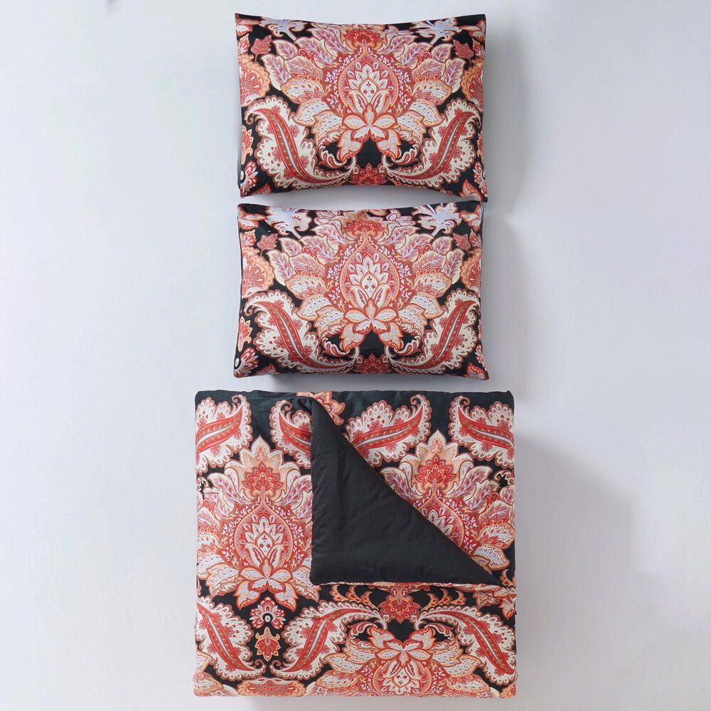 Peking Handicraft Rhapsody 3-Piece Full/Queen Comforter Set in Black and Pink, , large