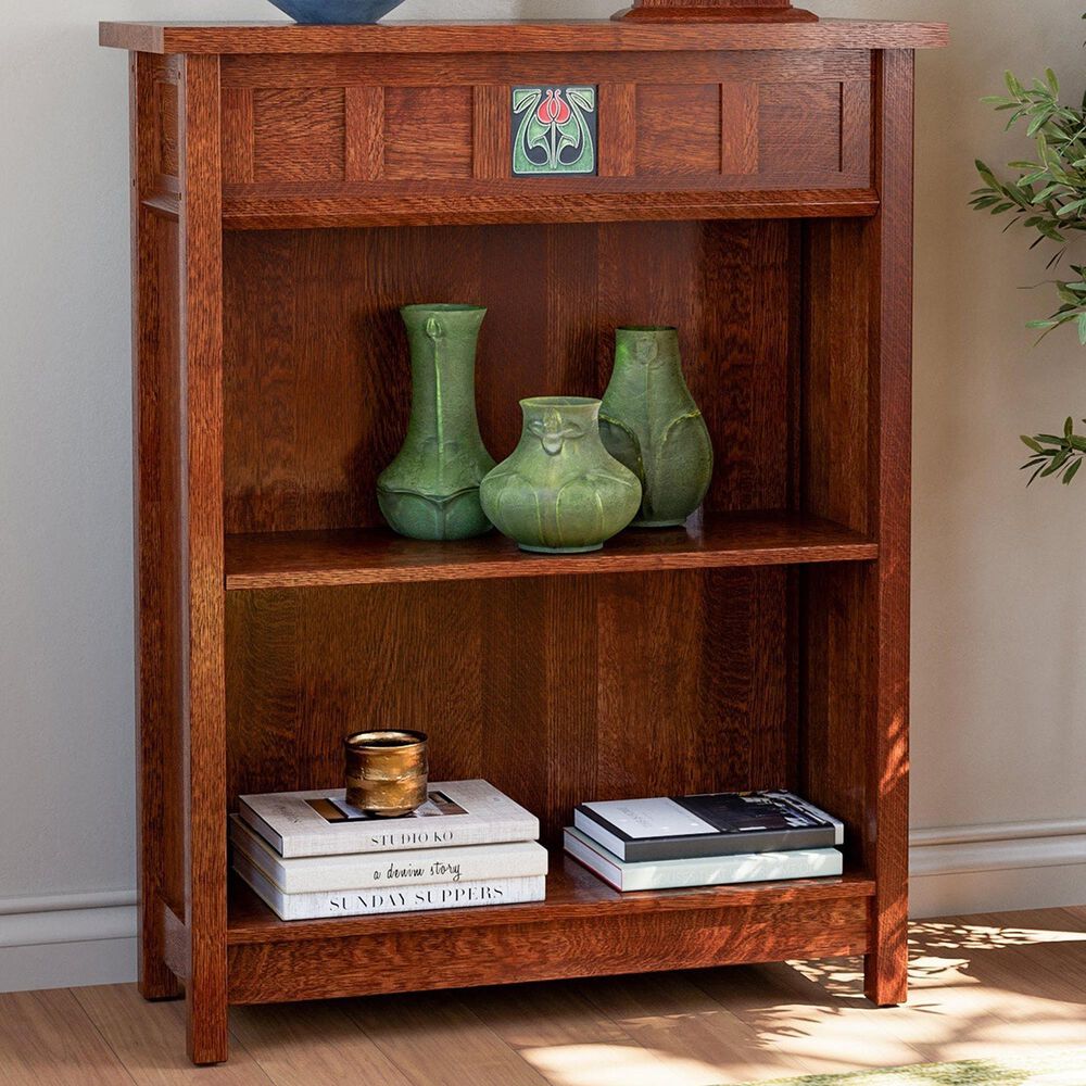 Stickley Furniture Floral Tile 2-Shelf Bookcase in Centennial, , large