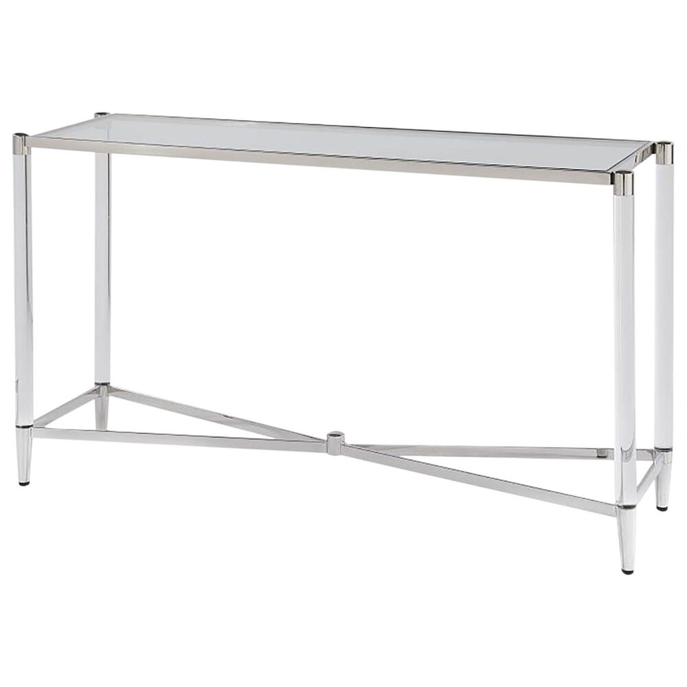Urban Home Marilyn Console Table in Clear and Polished Stainless Steel, , large