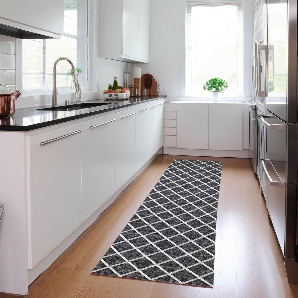 Dalyn Rug Company York 2&#39;3&quot; x 10&#39; Black Indoor/Outdoor Runner, , large