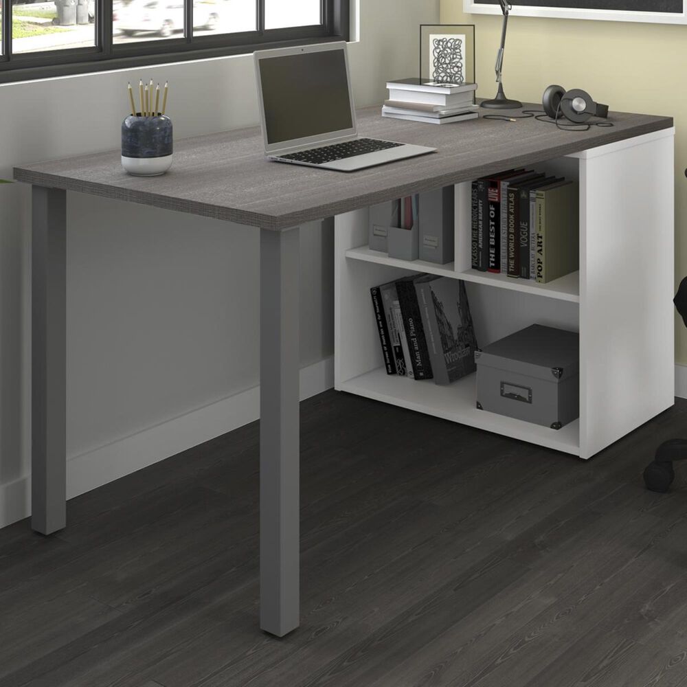 Bestar i3 Plus Workstation in Bark Gray & White, , large