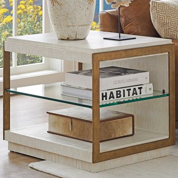 Lexington Furniture Carmel Point Lobos Rectangular End Table in White and Brass, , large