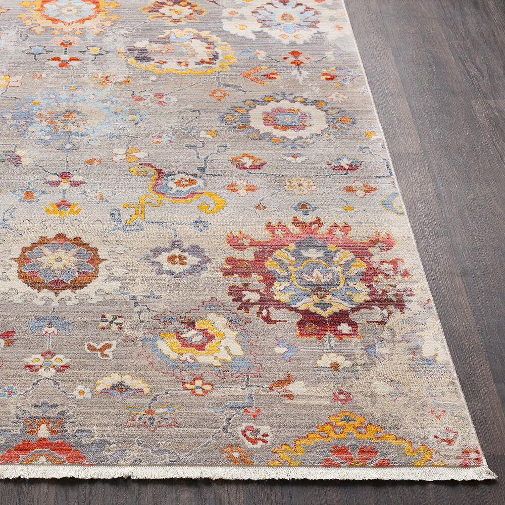 Surya Ephesians 2&#39;2&quot; x 9&#39; Gray, Aqua, Orange and Red Runner, , large