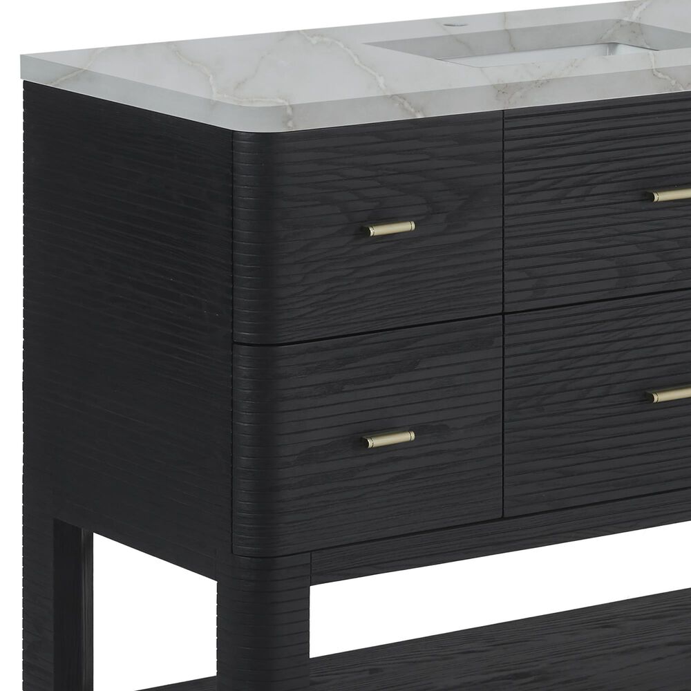 James Martin Vanities Lucian 48&quot; Single Vanity in Carbon Oak with 3 cm Victorian Silver Quartz Top, , large