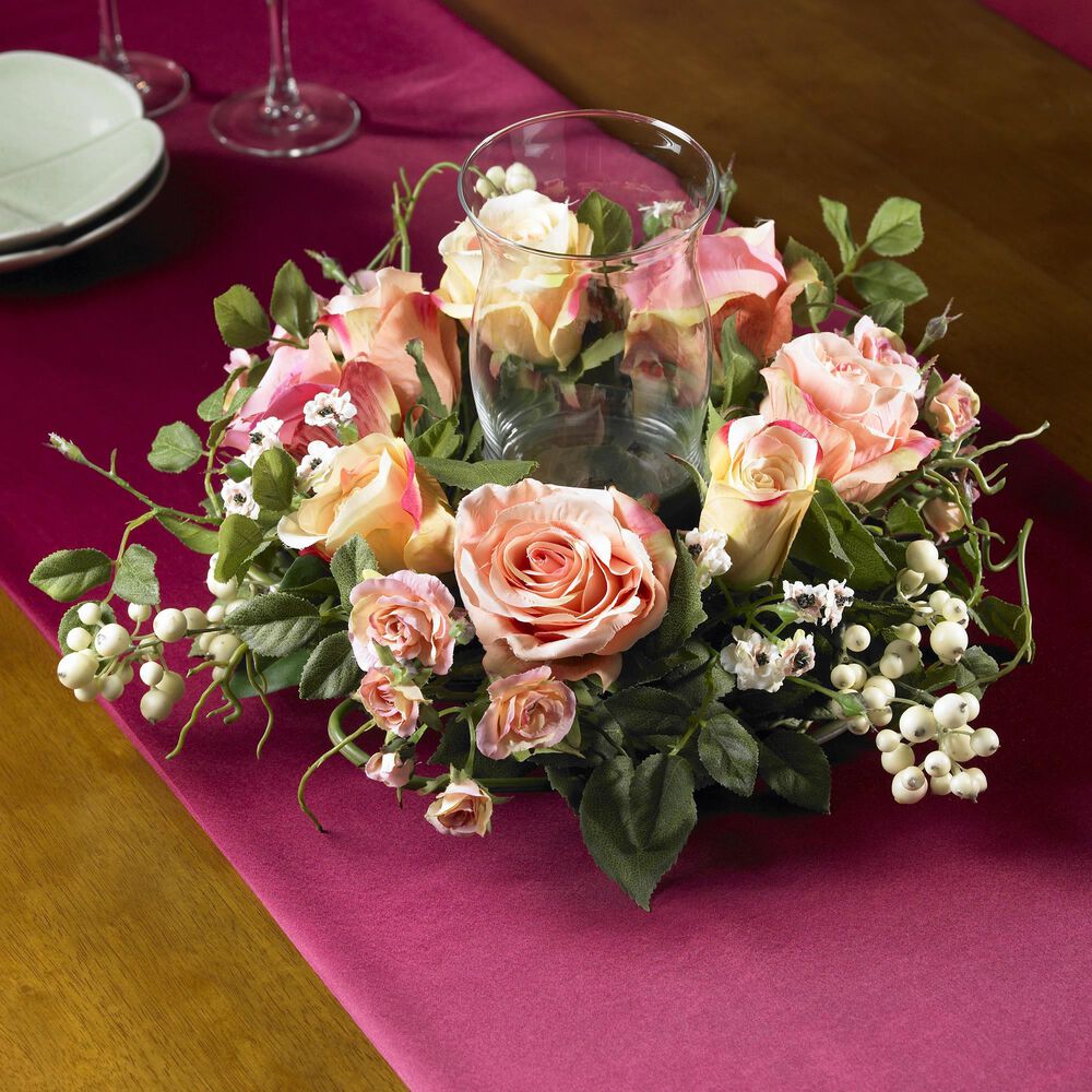 Nearly Natural Inc Rose Candelabrum Silk Flower Arrangement, , large