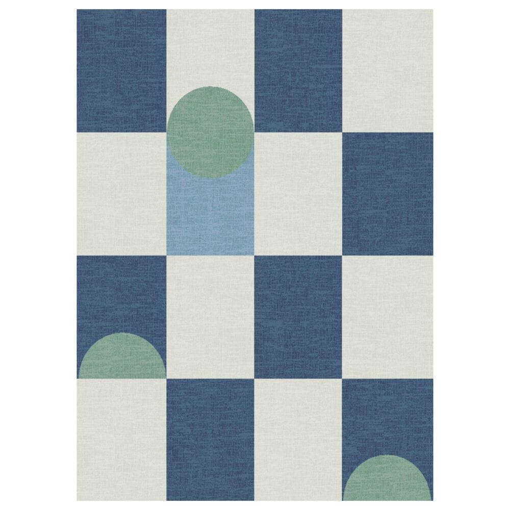 Balta Rugs Efraim Checkered 7"10" x 10" Blue Area Rug, , large