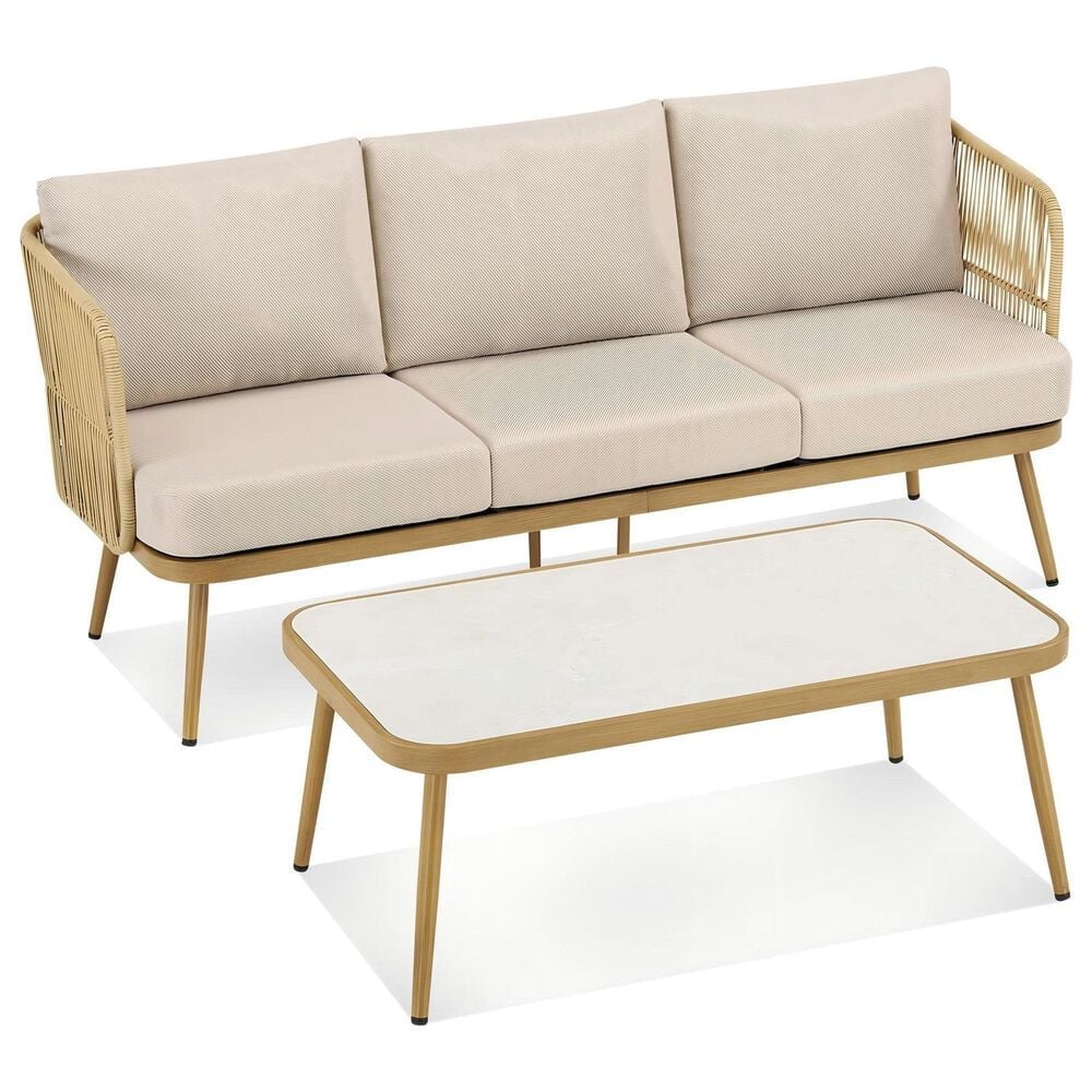 Sunwell Garden 2-Piece Patio Sofa Set in Beige, , large