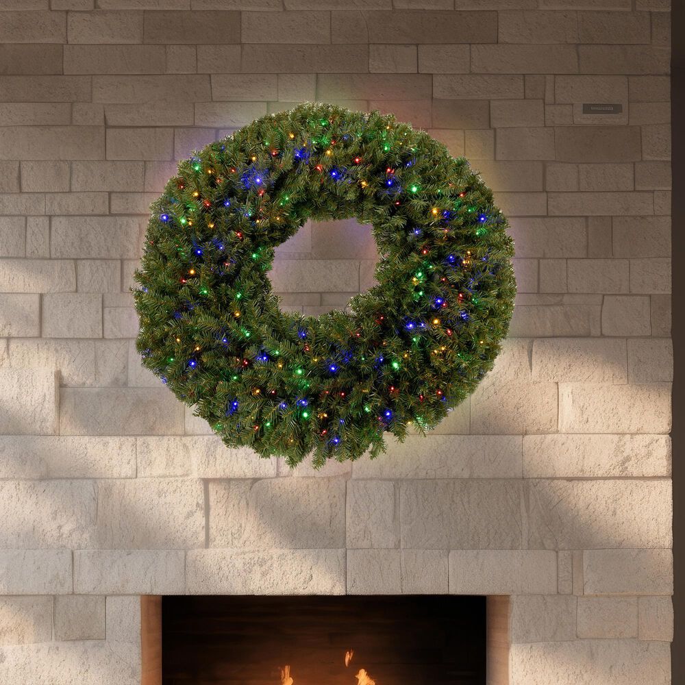 Timberlake 60&quot; Large Christmas Wreath with 300 LED Lights in Green, , large