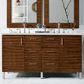 James Martin Vanities Metropolitan 60" Double Bathroom Vanity in American Walnut with 3 cm Eternal Jasmine Pearl Quartz Top and Rectangular Sinks, , large